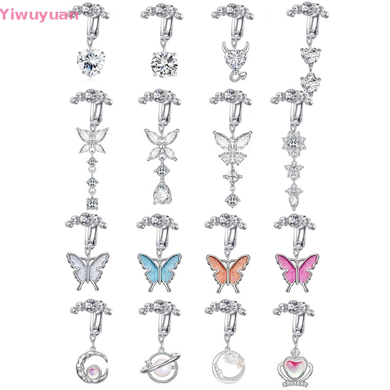 Khuyên Rốn Bằng Thép Không Gỉ Đính Đá Zircon Hình Bướm Mới