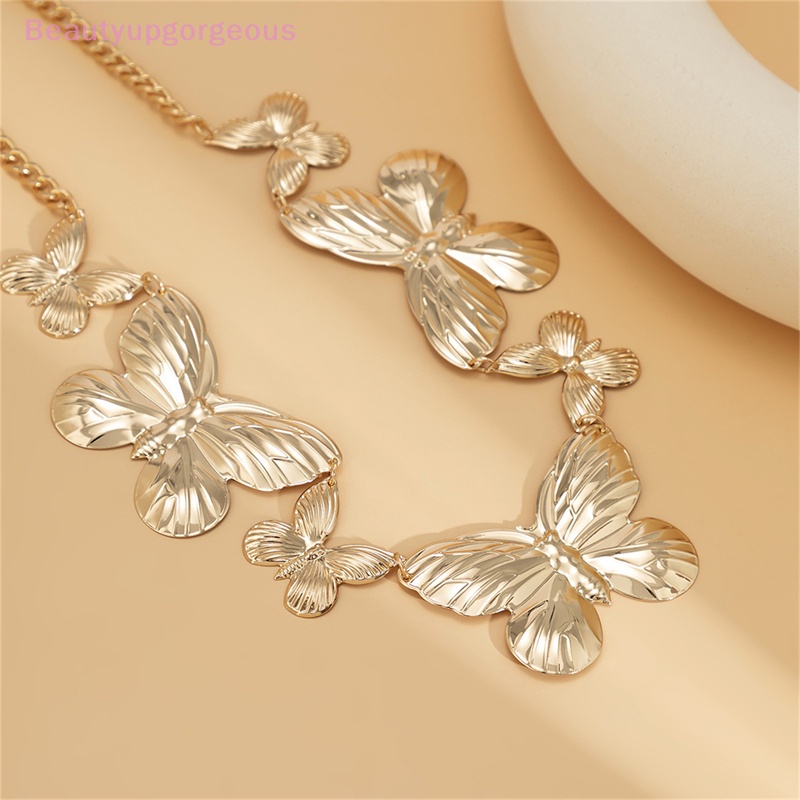 [Beautyupgorgeous] Dây Xích Đeo Hông Bằng Kim Loại Hình Bướm Lớn Phong Cách Punk Đơn Giản Cho Nữ