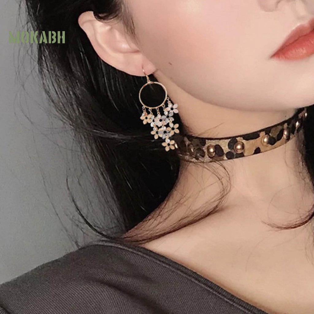 1 Đôi Bông Tai Hình Hoa Đính Đá Zircon Lấp Lánh Phong Cách Bohemian