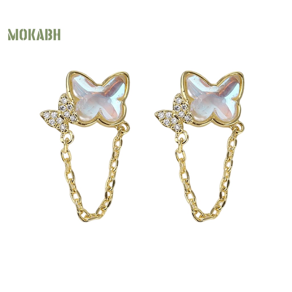 1 Đôi Bông Tai Hình Bướm Đính Đá Mặt Trăng Thời Trang Dành Cho Nữ