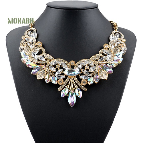 (Hot) Vòng cổ HợP Kim HìNh Hoa ĐíNh Đá NhiềU MàU SắC