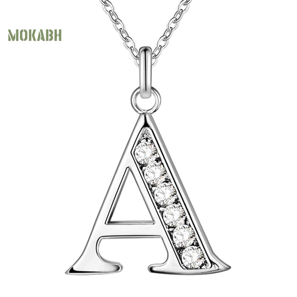 Vòng cổ Đồng Mạ Bạc Mặt Chữ Cái Đính Đá Thời Trang Dự Tiệc