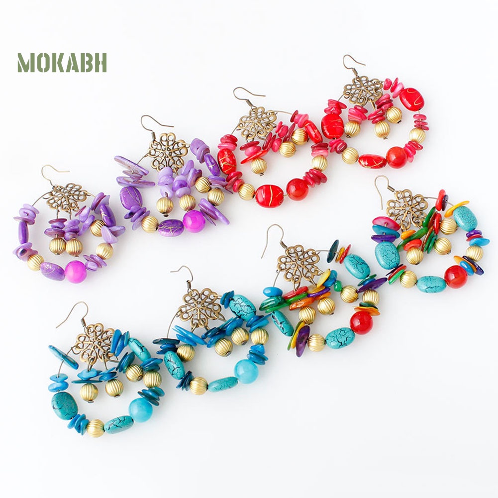 Bông Tai Xỏ Hạt Nhiều Màu Phong Cách Bohemian Thời Trang Cho Nữ