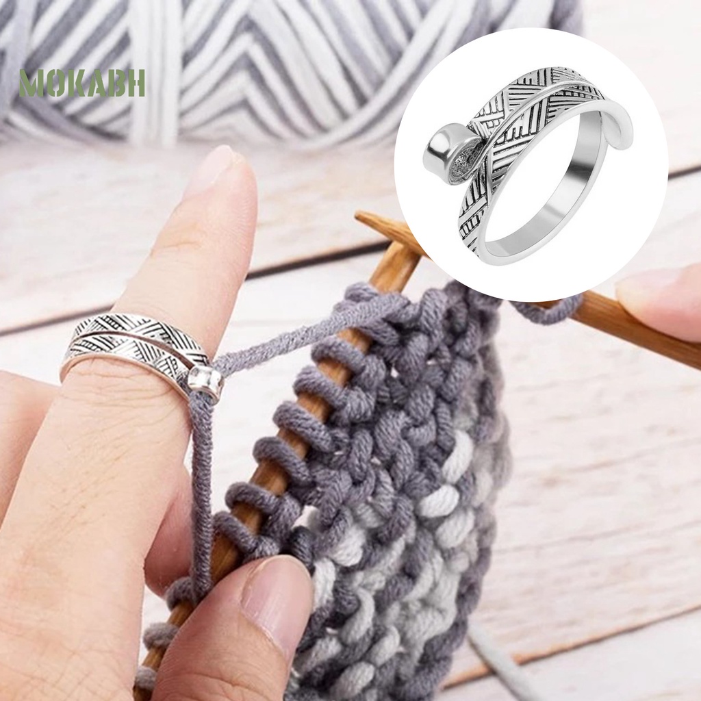 [Mới] Set 5 Nhẫn Mở Điều Chỉnh Được Thiết Kế Cong Dễ Thương Ngăn Ma Sát Và Làm Móc Đan Len