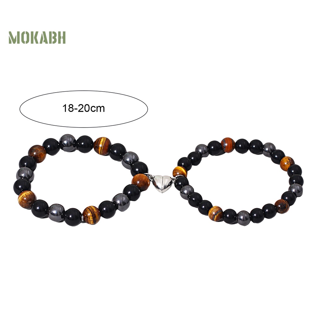 1 Cặp Vòng Tay Chuỗi Hạt Đá Mắt Hổ 3 Màu Thời Trang