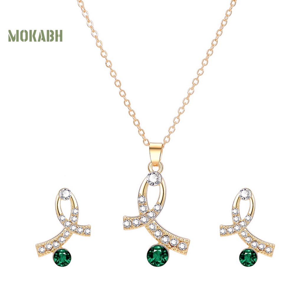 1 Bộ Vòng cổ + Bông Tai Hình Học Đính Đá Lấp Lánh Có Thể Điều Chỉnh Thời Trang Dành Cho Nữ