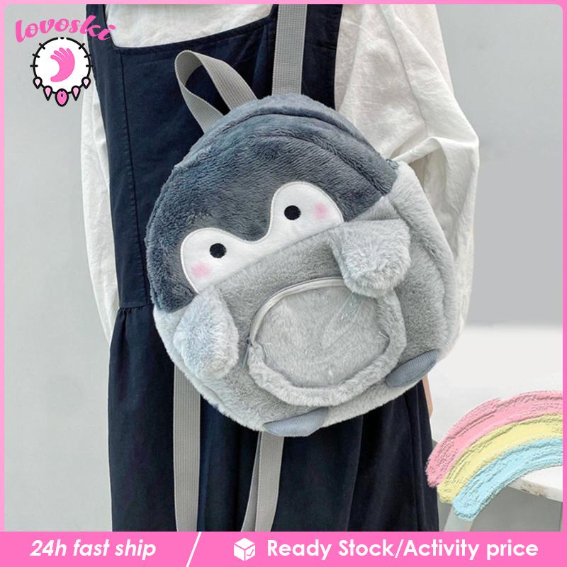 Balo Cỡ Lớn Y2K Hình Chim Cánh Cụt Nhồi Bông Dành Cho Tuổi Teen
