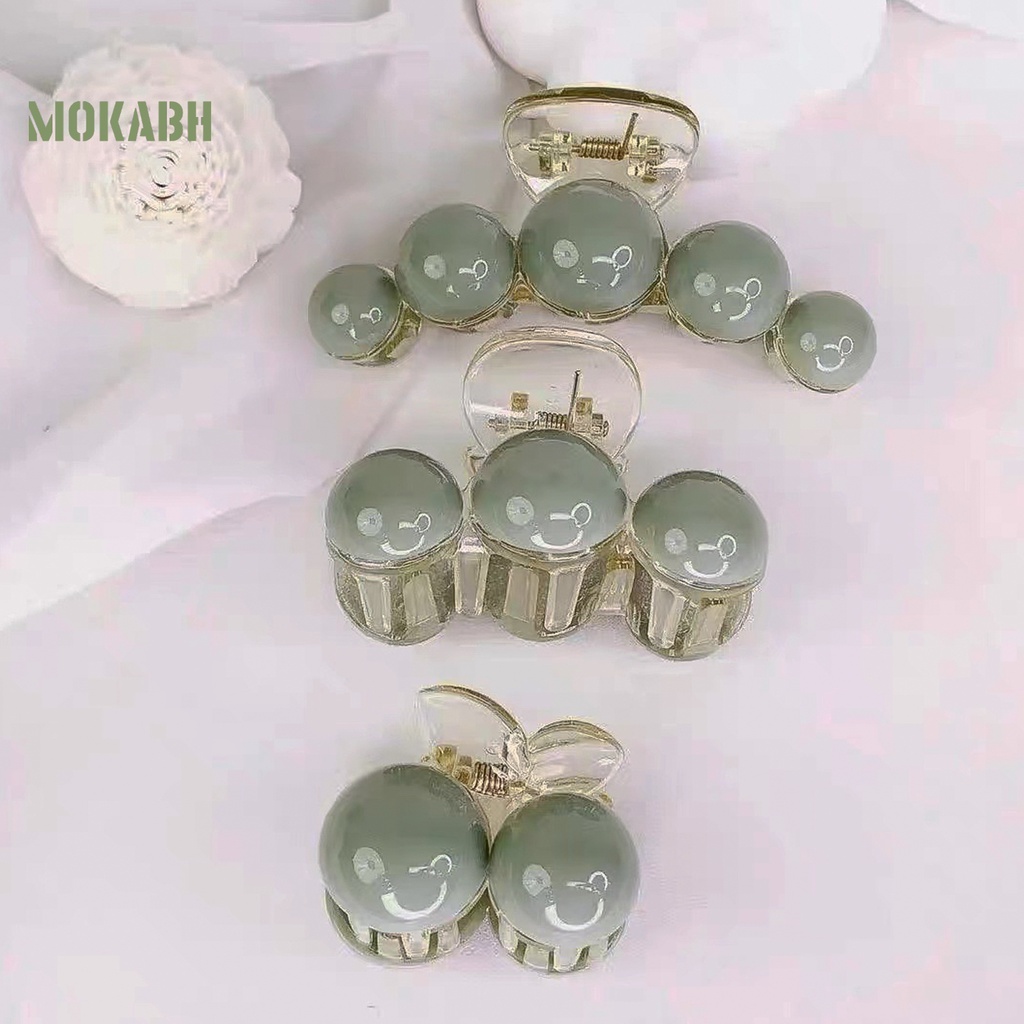 Kẹp Tóc Càng Cua Đính Hạt Acrylic Màu Xanh Lá Tối Giản Thanh Lịch Dễ Phối Đồ Thời Trang Cho Nữ