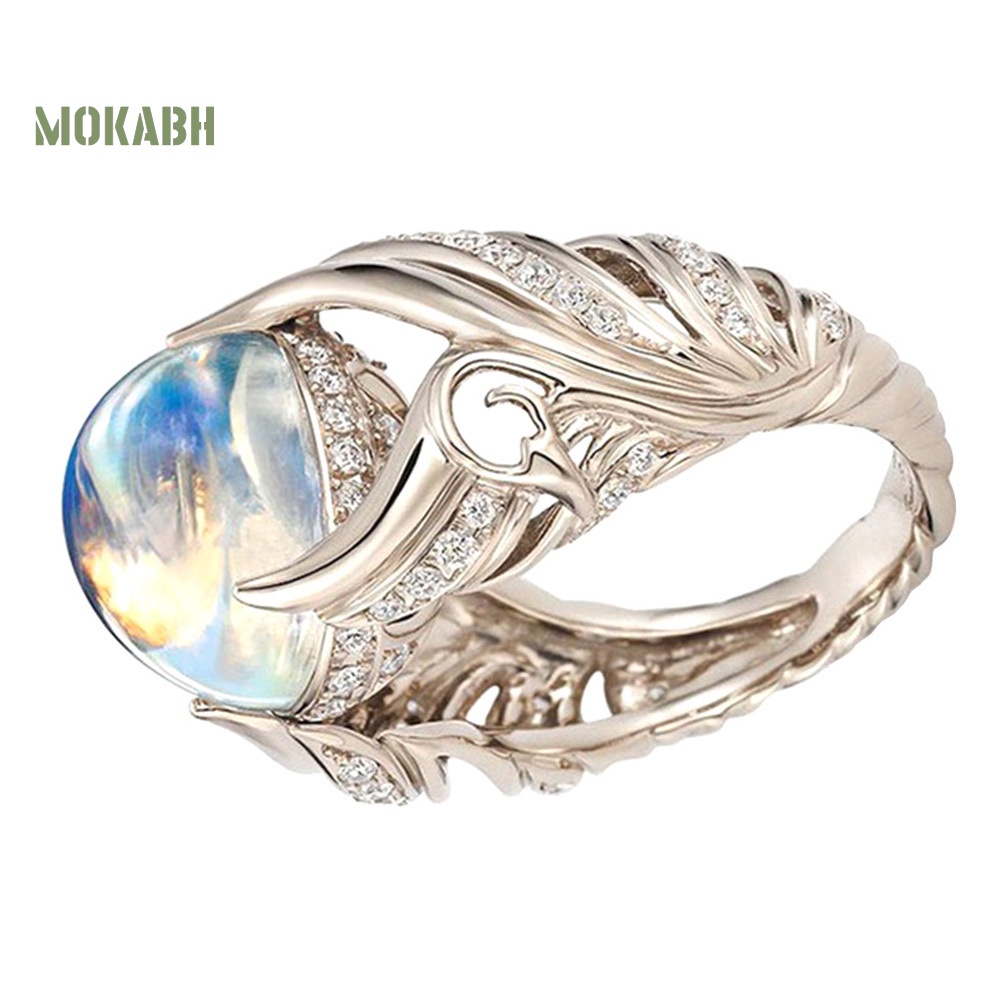 Nhẫn Đính Đá Mặt Trăng Nhân Tạo Thời Trang Cho Nữ