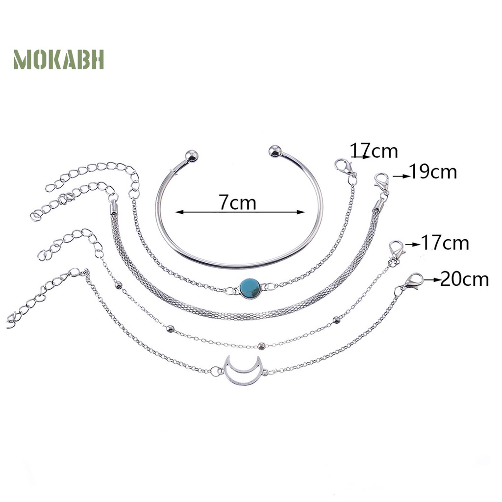Set 5 Vòng Tay Hợp Kim Nhiều Hình Dạng Cho Nữ
