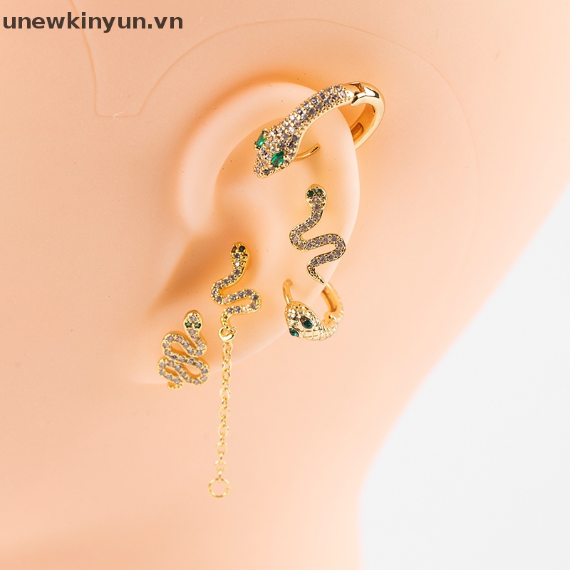 Uu Khuyên Tai Đinh Tán Bằng Thép Không Gỉ Đính Đá Zircon Mắt Rắn Màu Bạc / Vàng Kim CZ Tragus Helix Snug
