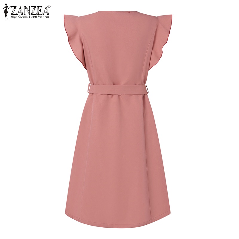 Zanzea Đầm Nữ Dài Tay Cổ Tròn Thời Trang Hàn