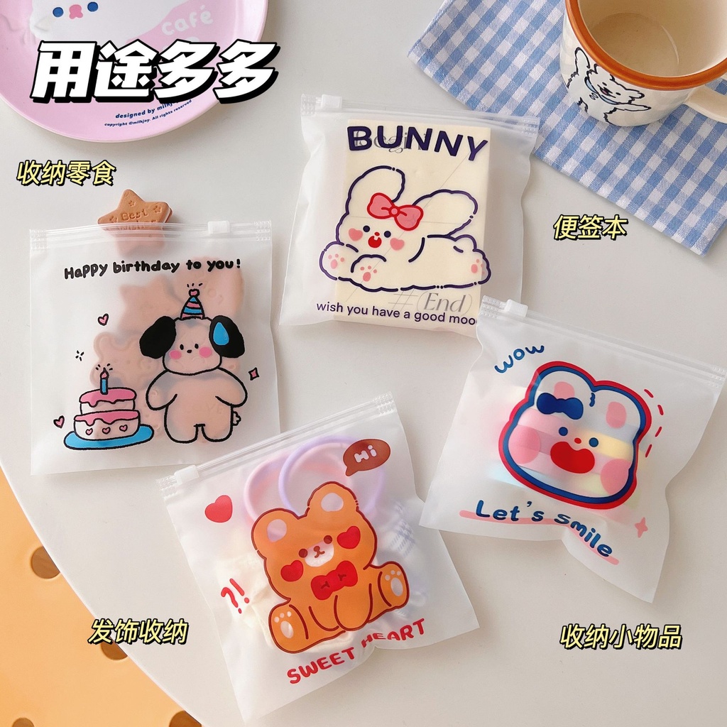 Set 3 Túi Zip Đựng Bánh Kẹo Họa Tiết Hoạt Hình Dễ Thương