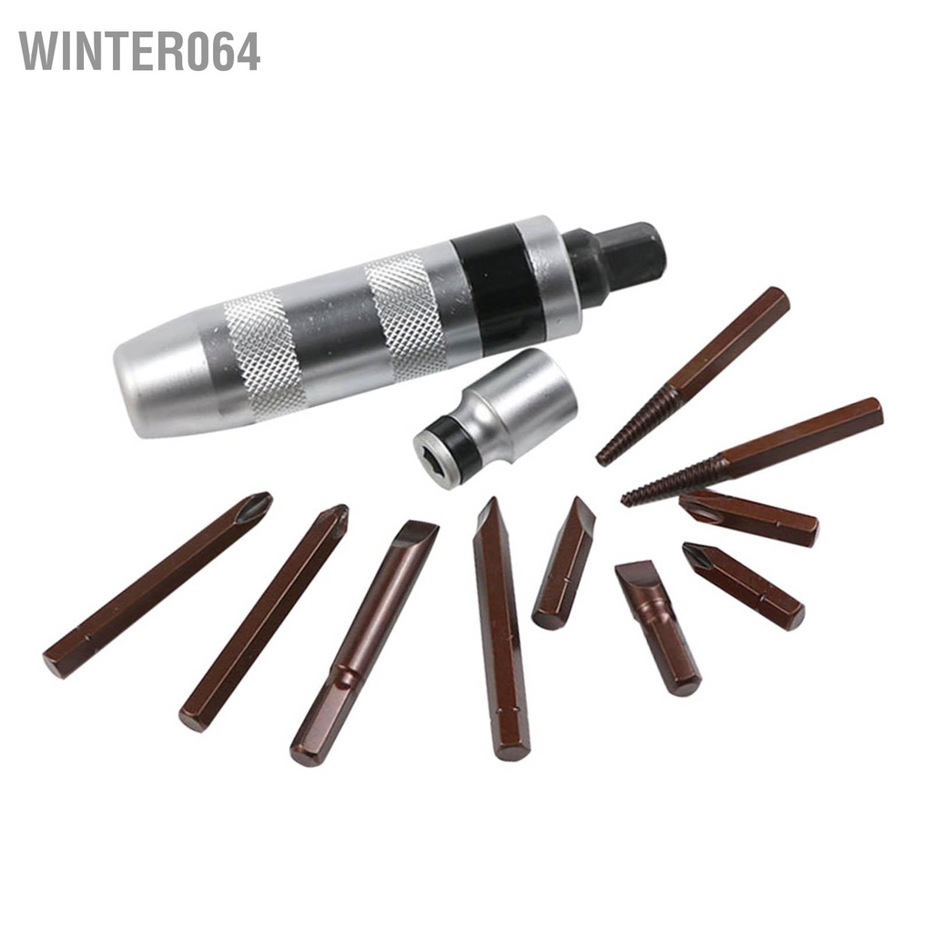 Winter064 Bộ mũi vít tác động với hộp lưu trữ Công cụ sửa chữa ô tô di để loại bỏ các ốc bị rỉ sét