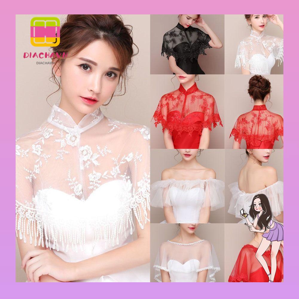 Khăn Choàng Vải Tuyn Mềm Mại Hóa Trang Cô Dâu Trong Tiệc Cưới