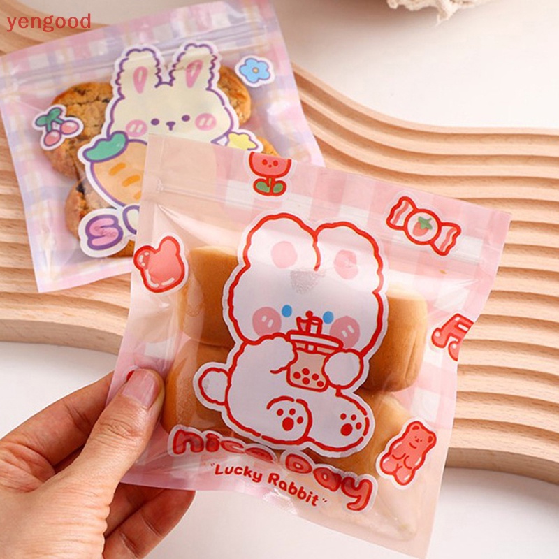 Set 10 Túi Đựng Bánh Kẹo Có Khóa Kéo Họa Tiết Hoạt Hình Dễ Thương