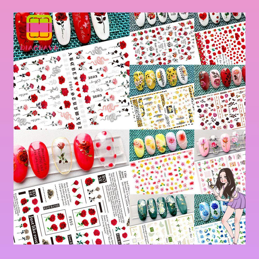 Miếng Dán Móng Tay 3D Nhiều Màu Sắc|Miếng Dán Trang Trí Hình Hoa Xinh Xắn Cho Bé Gái