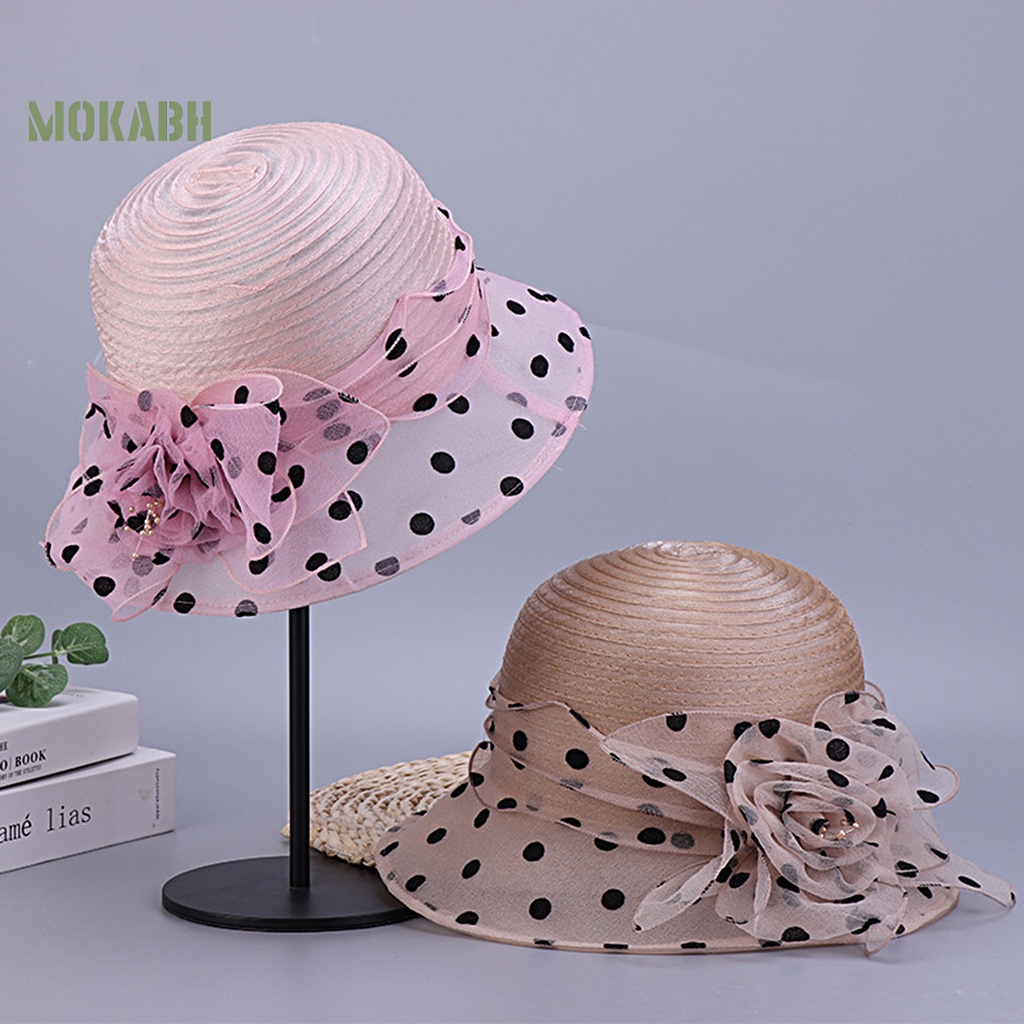 Nón Tai Bèo Chống Tia UV Họa Tiết Chấm Bi Và Hoa Thoáng Khí Dành Cho Nữ