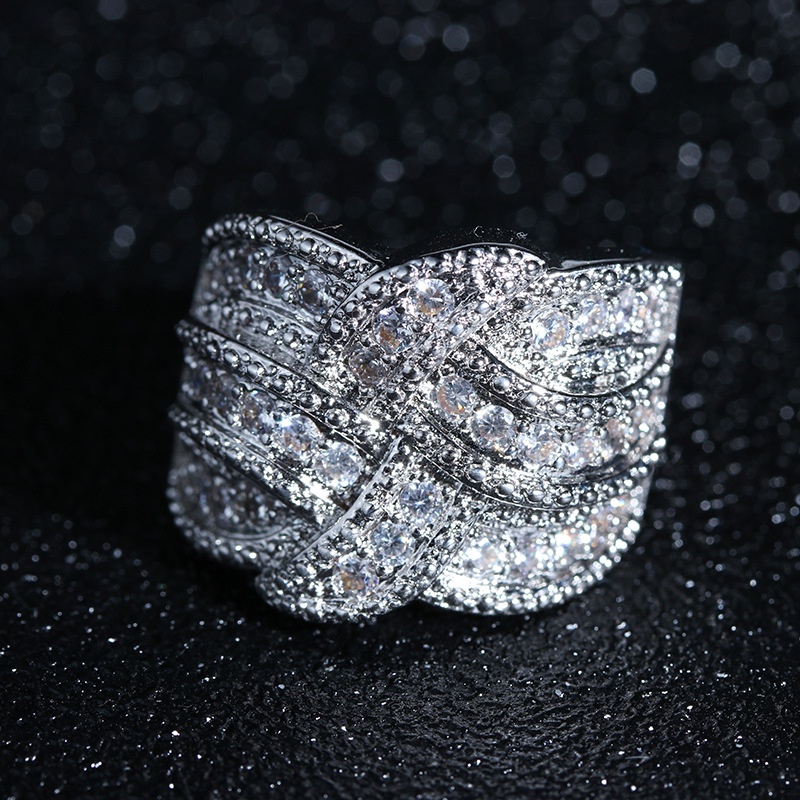 Nhẫn Đính Đá Zircon Lấp Lánh Thời Trang Âu Mỹ
