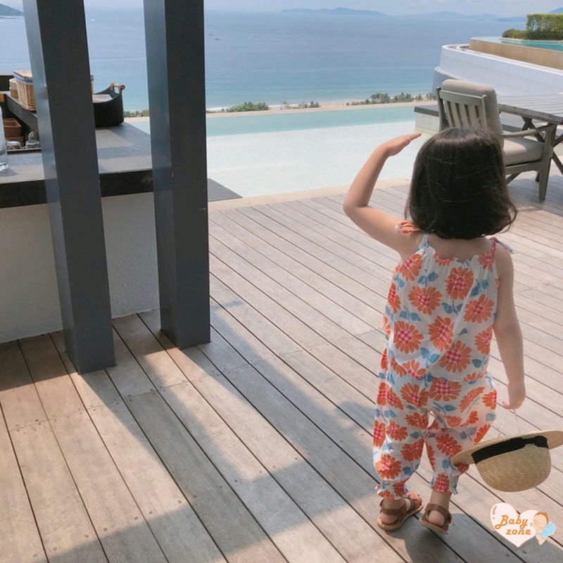 Bộ Áo Hai Dây In Họa Tiết + Quần Xinh Xắn Theo Phong Cách Mùa Hè Dành Cho Bé Gái