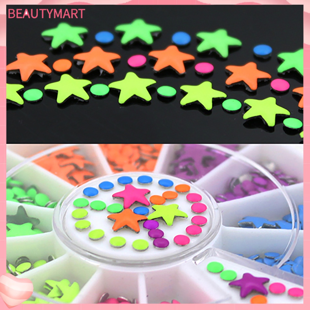 Bánh Xe Tròn &amp; Ngôi Sao Nhiều Màu Sắc Dùng Trang Trí Móng Tay Nghệ Thuật DIY