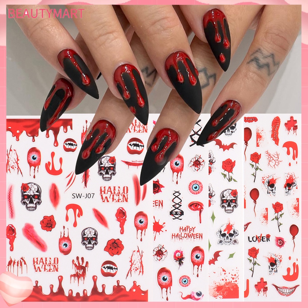 [beautymart] Đề Can Dán Móng Tay Tự Dính Chống Thấm Nước Siêu Mỏng Dễ Sử Dụng Phong Cách Halloween Thú Cưng