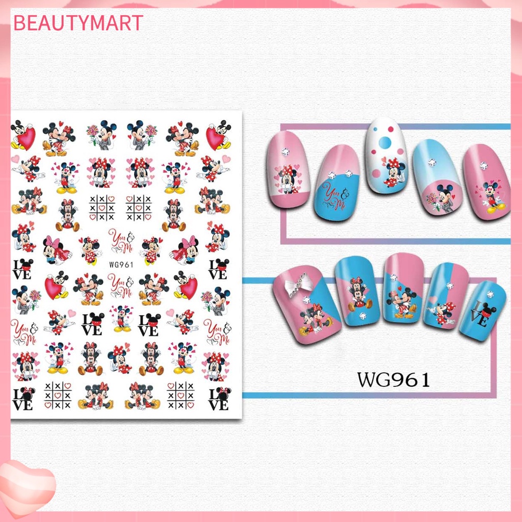 [beautymart] Miếng Dán Móng Tay Tự Dính Họa Tiết Chuột Hoạt Hình Dễ Dàng Làm Mờ Cứng Dùng Một Lần Chủ Đề Ngày Lễ Tình