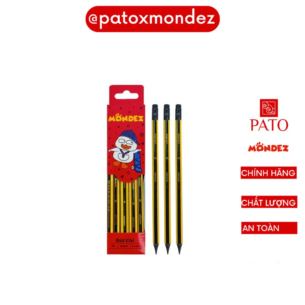 Bút Chì 2B Cao Cấp MONDEZ Có Đầu Tẩy, Nét Chì Đậm, Chì Mịn, Mềm, Dùng Cho Bé Tập Viết M10001