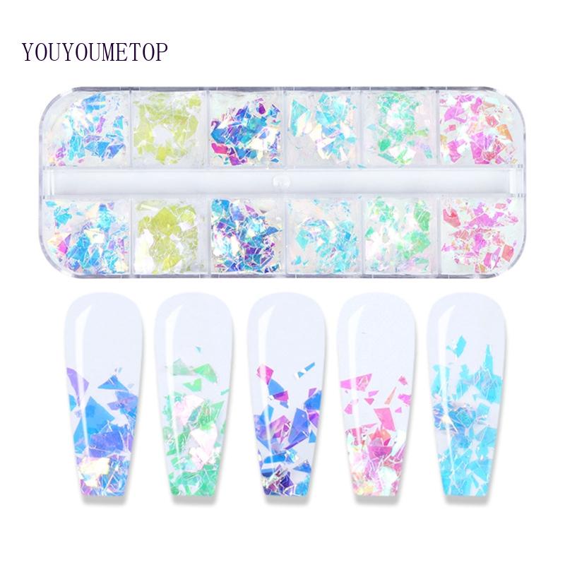 Hộp Kim Tuyến 12 Ngăn Trang Trí Móng Tay Nghệ Thuật