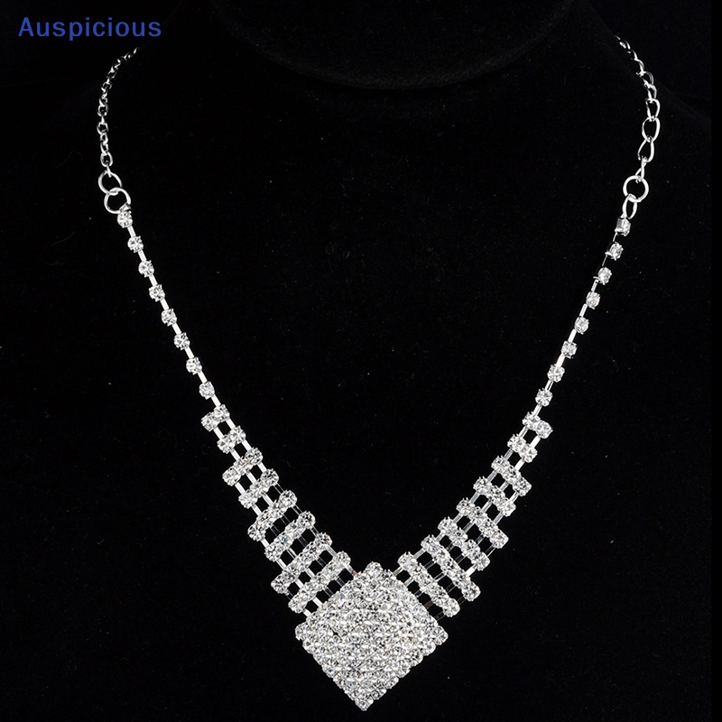 Bộ Vòng cổ + Bông Tai Mạ Bạc Đính Đá Pha Lê Thời Trang Cho Nữ