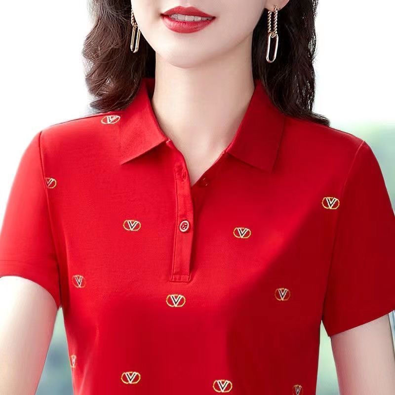 Áo Thun Ngắn Tay Thời Trang Mùa Hè Dành Cho Phụ Nữ Trung Niên