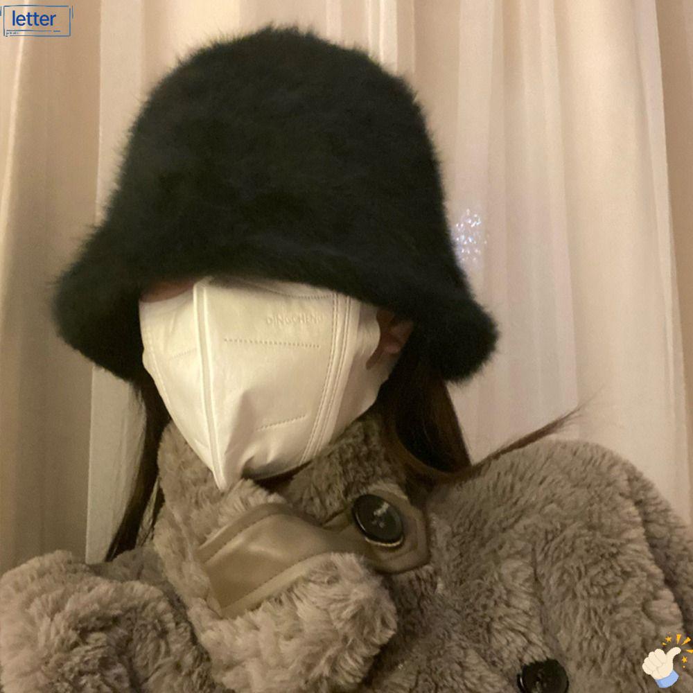 LET Mũ Bucket Nhung Lông Mềm Mại Thời Trang Thu Đông Dành Cho Nữ