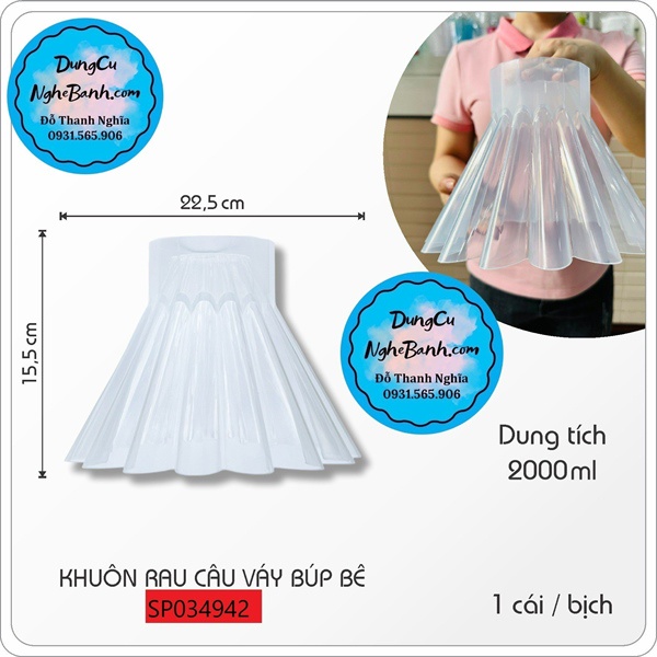 Khuôn Nhựa Váy Búp Bê Bó Hoa 22x11cm Làm Rau Cau 3d 4d