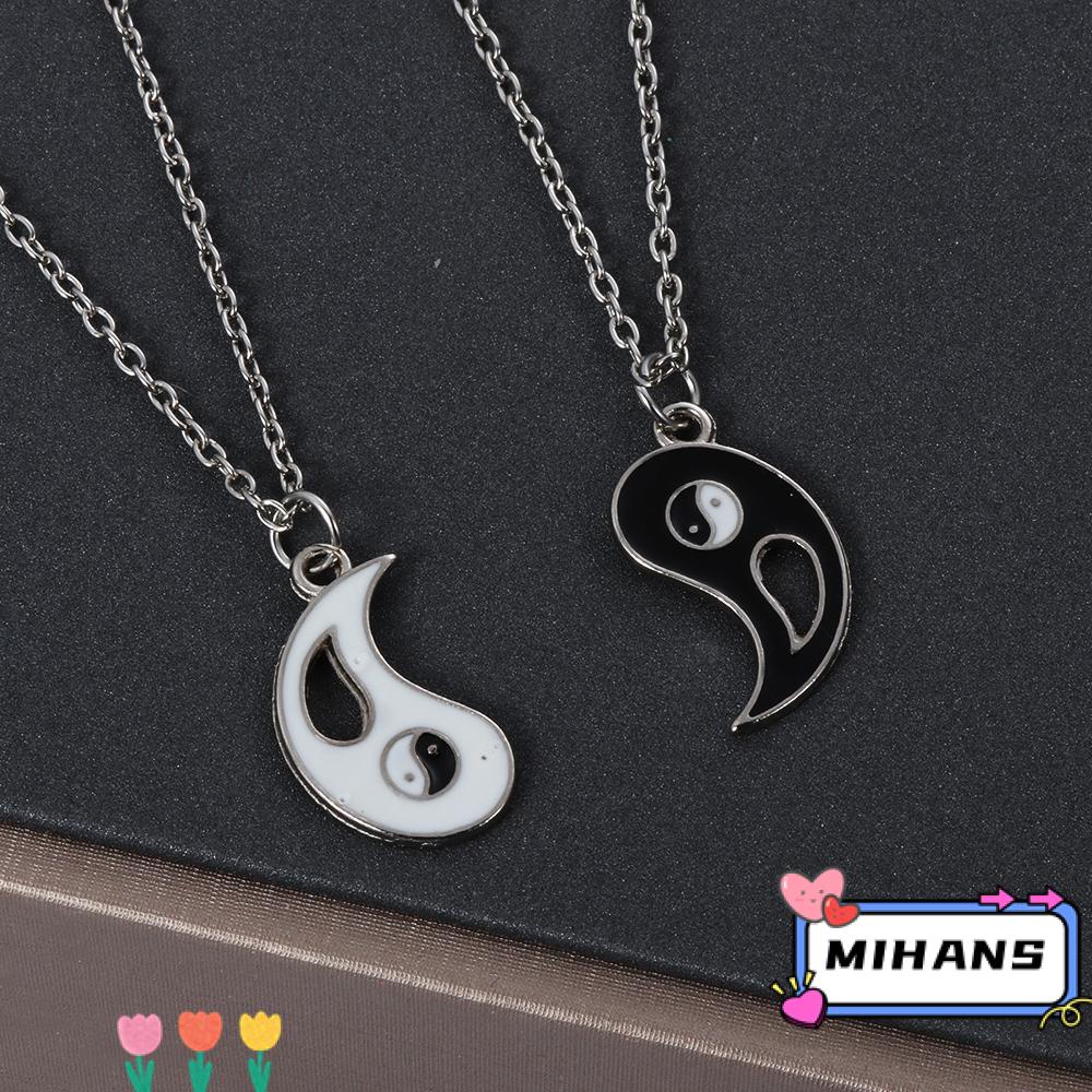 1 Cặp Dây Chuyền Tình Bạn Màu Trắng Đen Phong Cách Cổ Điển Dành Cho Cặp Đôi