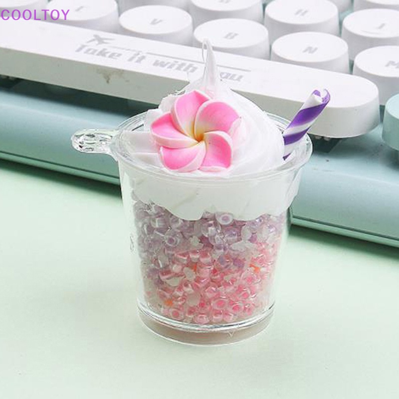 Cooltoy Móc Khóa Cốc Tròn Màu Trơn Phát Sáng Hình Hoa Đào Hoạt Hình DIY