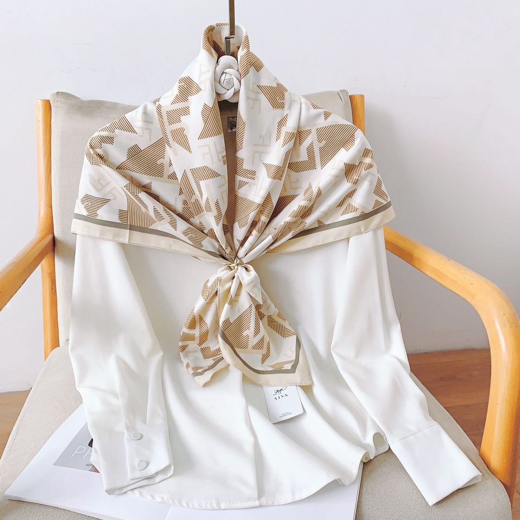 Khăn Choàng Cổ Hình Vuông Cỡ Lớn 90 * 90cm In Chữ Thời Trang Xuân Hè Cho Nữ