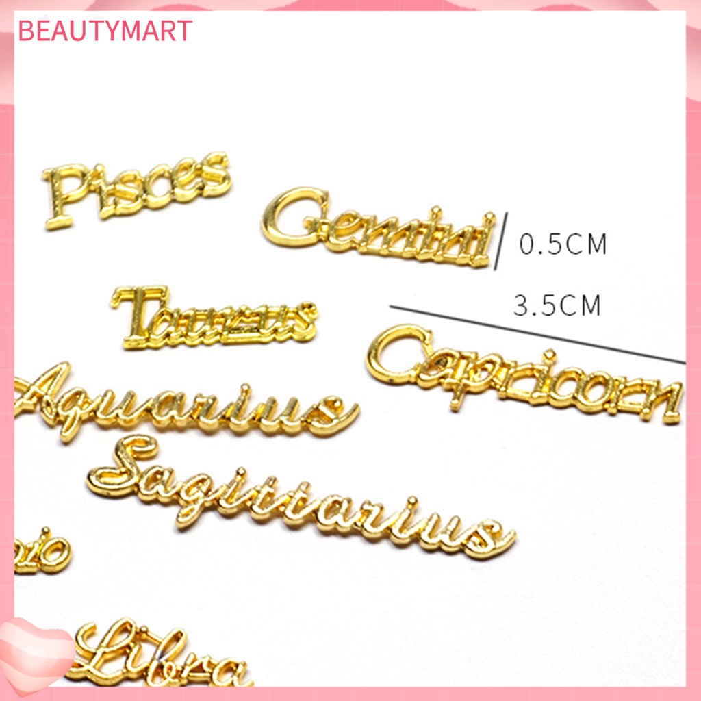 Set 12 Phụ Kiện Trang Trí Móng Tay Tạo Hiệu Ứng 3D DIY Hình Chữ Cái Đính Đá