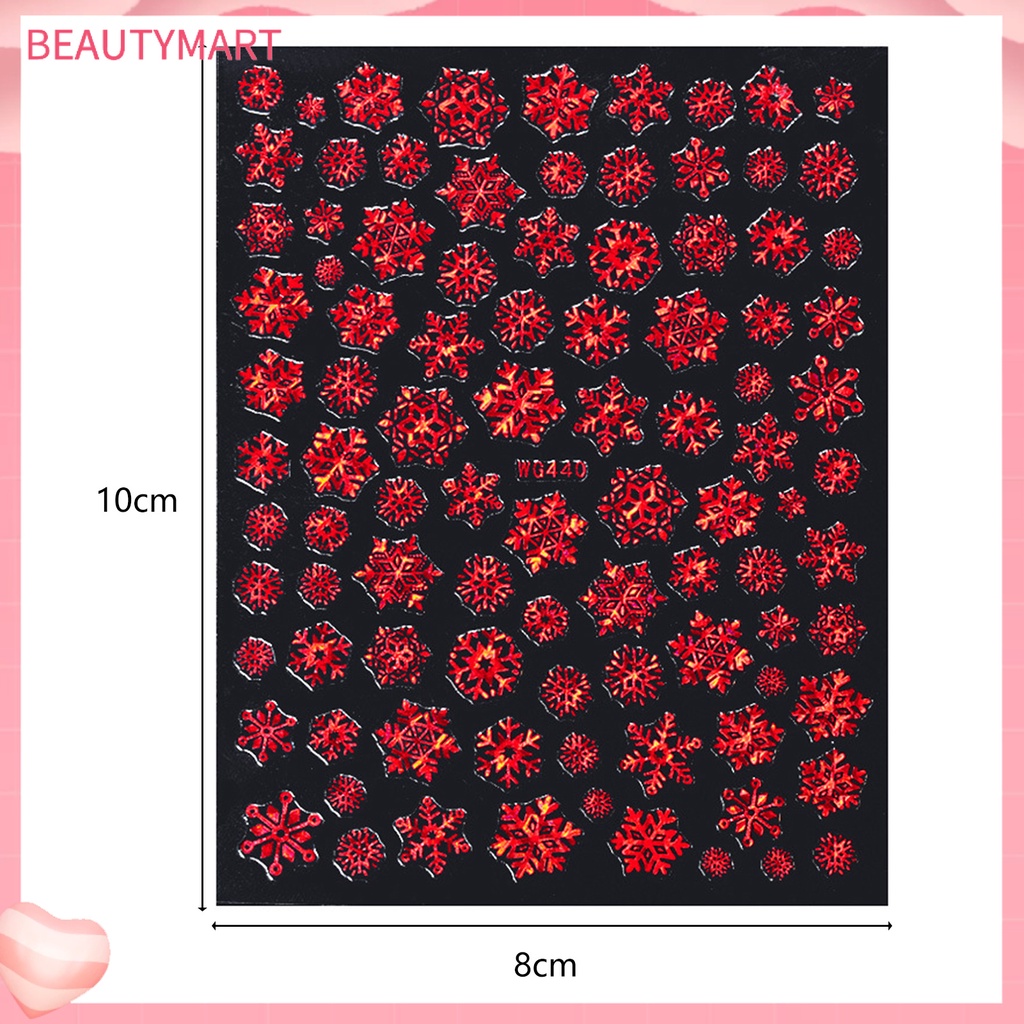 Miếng Dán Trang Trí Móng Tay Họa Tiết Bông Tuyết Trắng Dập Nổi Phong Cách Giáng Sinh