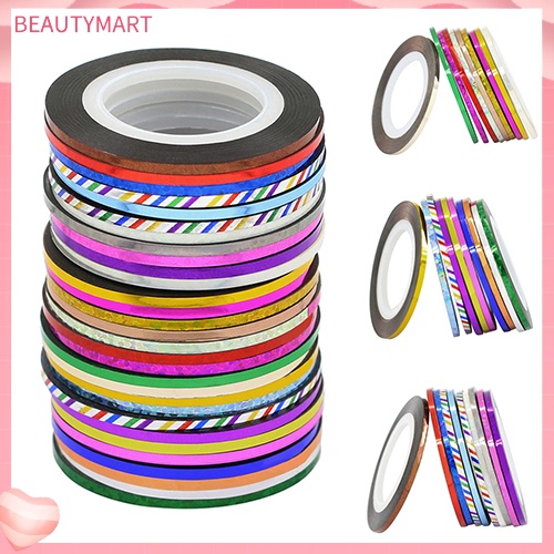 Set 10 Cuộn Băng Keo Kim Tuyến 2mm Dùng Để Trang Trí Móng Nghệ Thuật