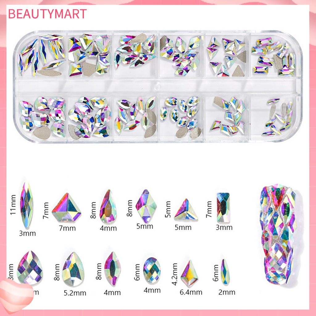 Hộp 12 Ngăn Đựng Hạt Đá Trang Trí Móng Tay Gọn Nhẹ DIY