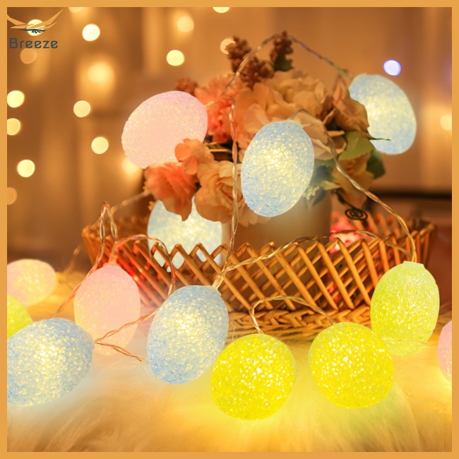 Dây Đèn Led 3M 20 Bóng 8 Chế Độ Điều Khiển Từ Xa Hình Quả Trứng Phục Sinh Nhiều Màu Sắc Kèm Chức Năng Hẹn Giờ