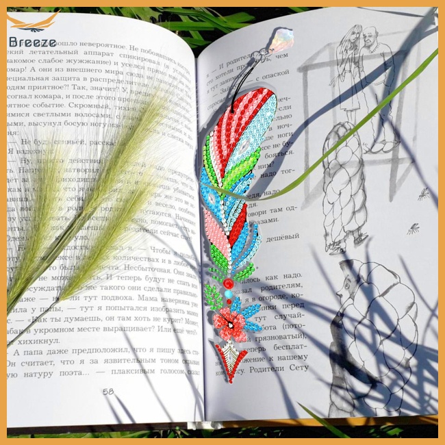 Set 6 Bookmark Thủ Công Tự Làm Hình Hoa Và Lông Vũ Cho Người Mới Bắt Đầu