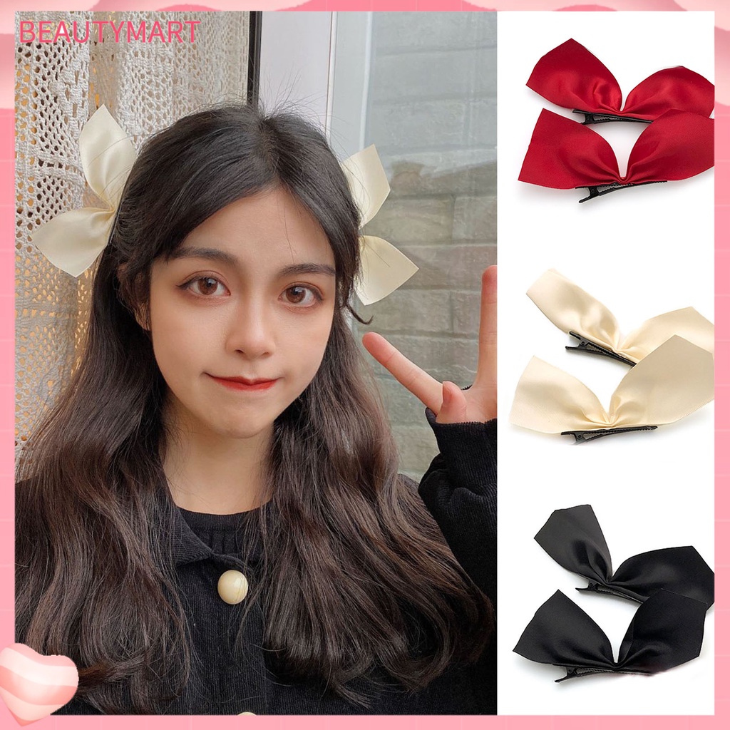 1 Cặp Kẹp Tóc Hình Nơ Màu Sắc Xinh Xắn Cho Nữ