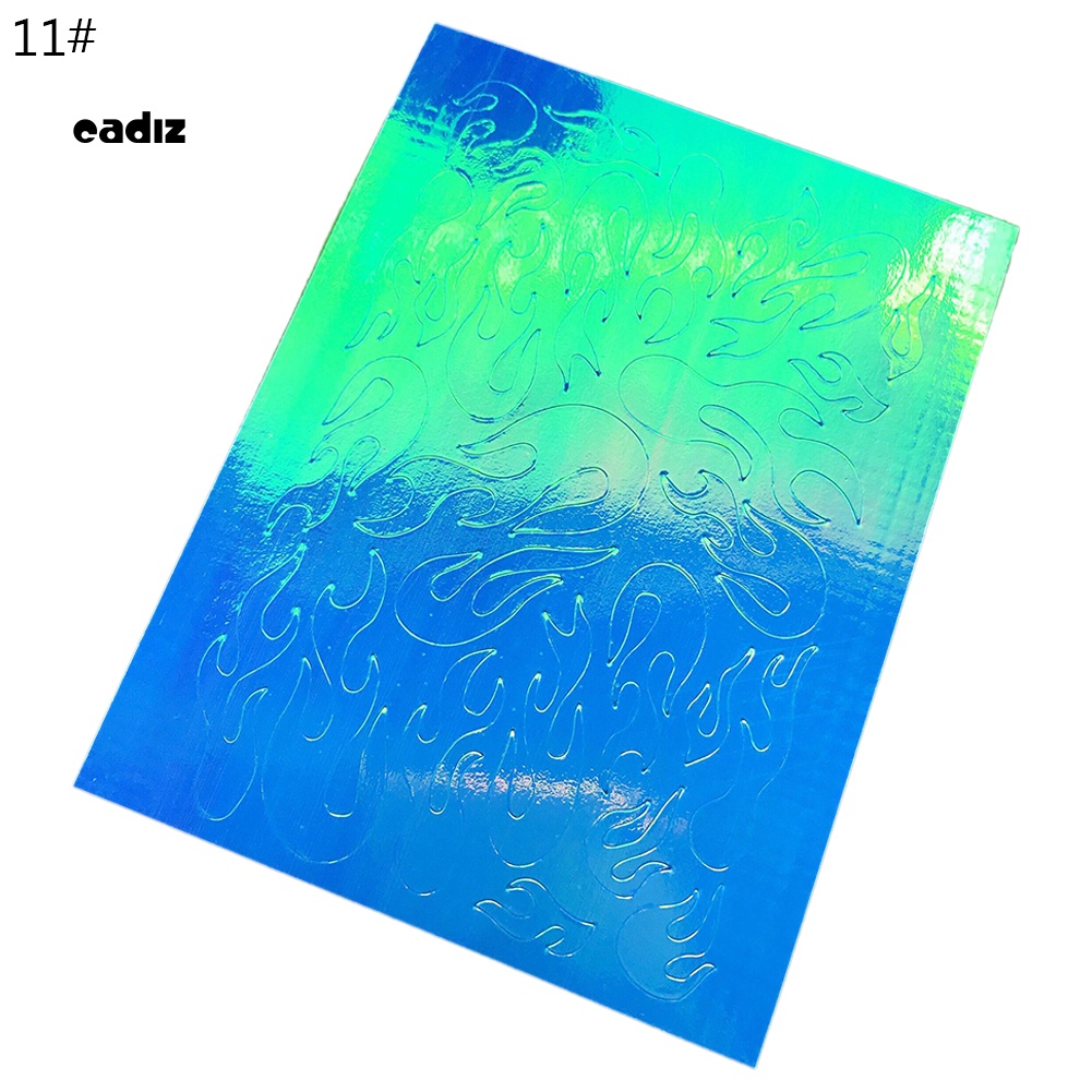 Set 1 / 16 Miếng Dán Trang Trí Móng Tay Hình Ngọn Lửa DIY