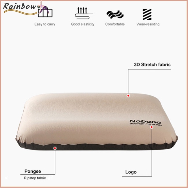 Gối Bơm Hơi Tự Động 3d Bảo Vệ Cổ Kèm Túi Đựng Tiện Lợi Dành Cho Cắm Trại