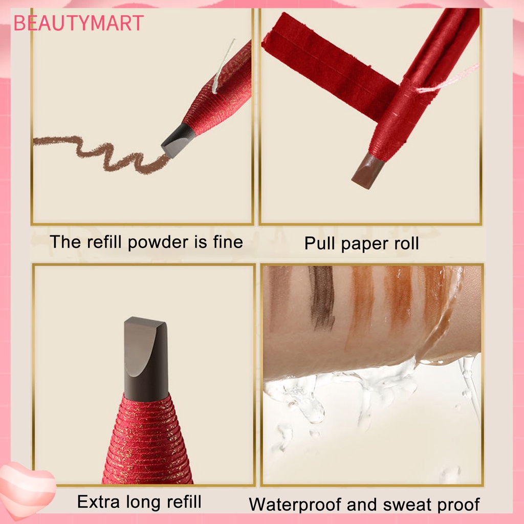 Bút Chì Kẻ Lông Mày Đầu Phẳng Kháng Nước Chống Mồ Hôi Không Phai Tự Nhiên 6 Màu Tùy Chọn Cho Người Mới Bắt Đầu