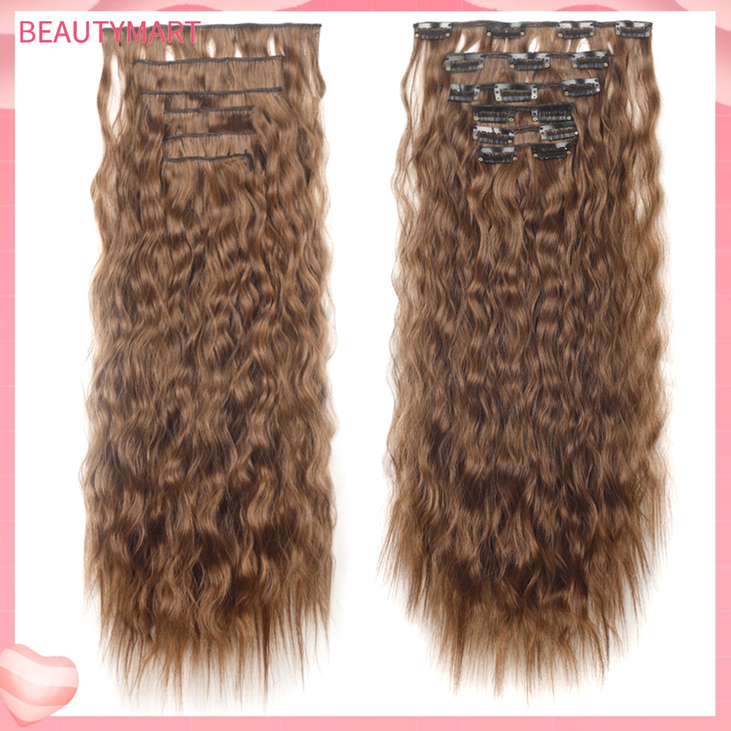 1 Bộ Tóc Giả Xoăn Dài Bằng Sợi Tự Nhiên Kết Cấu Nhẹ Nhàng Không Để Lại Dấu Vết