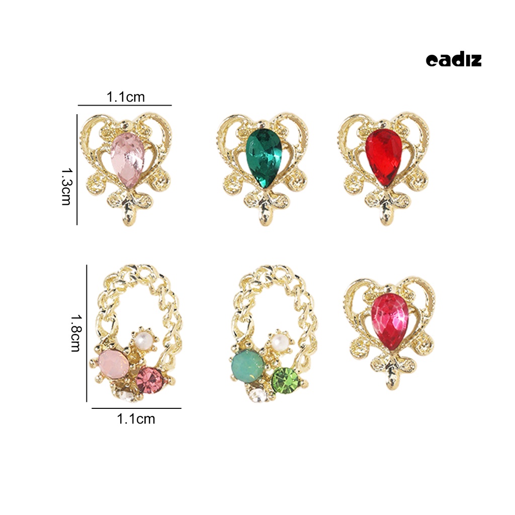 Bộ 10 Miếng Dán Trang Trí Móng Tay Nghệ Thuật Ba Chiều Không Phai Pha Lê Sang Trọng Charms