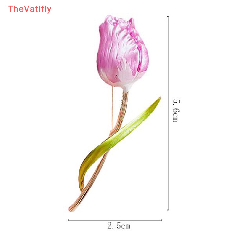 [Thevalifly] Ghim Cài Áo Hình Hoa Tulip Tráng Men Thanh Lịch Cá Tính Dành Cho Nữ Văn Phòng Bán Chạy