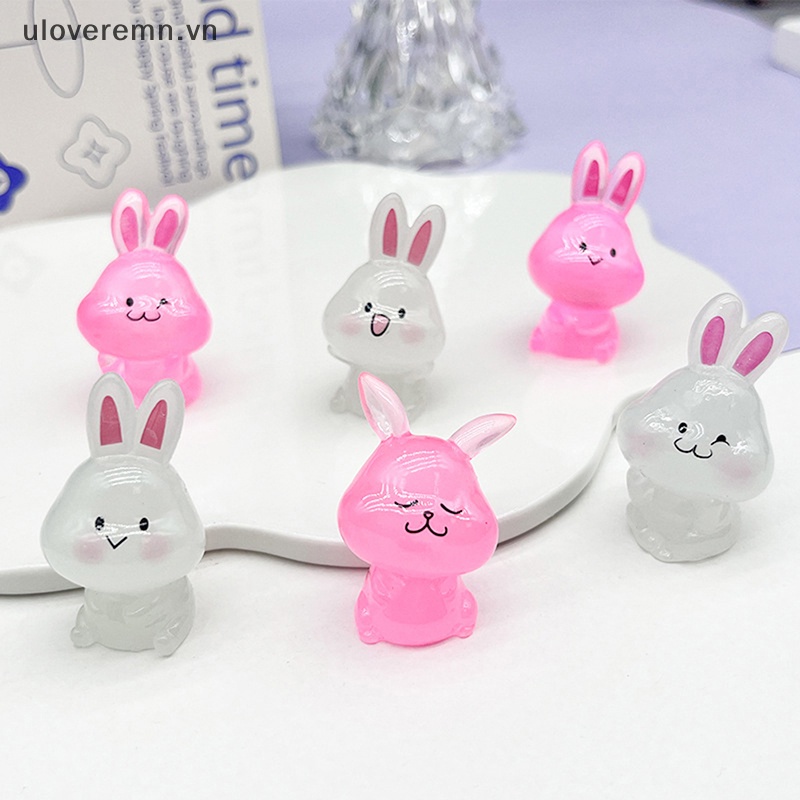 Mô Hình Chú Thỏ Mini Bằng Resin Màu Dạ Quang Dễ Thương Trang Trí Nhà Búp Bê DIY
